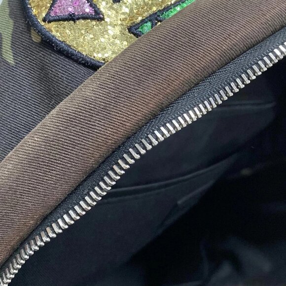 SAINT LAURENT PARIS - 437087 Khaki Black Multi Canvas Leather Backpack - Picture 15 of 15